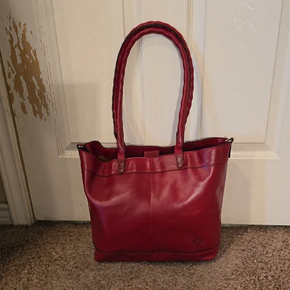 Patricia Nash Red Leather Tote with Braided Handles - Picture 1 of 14
